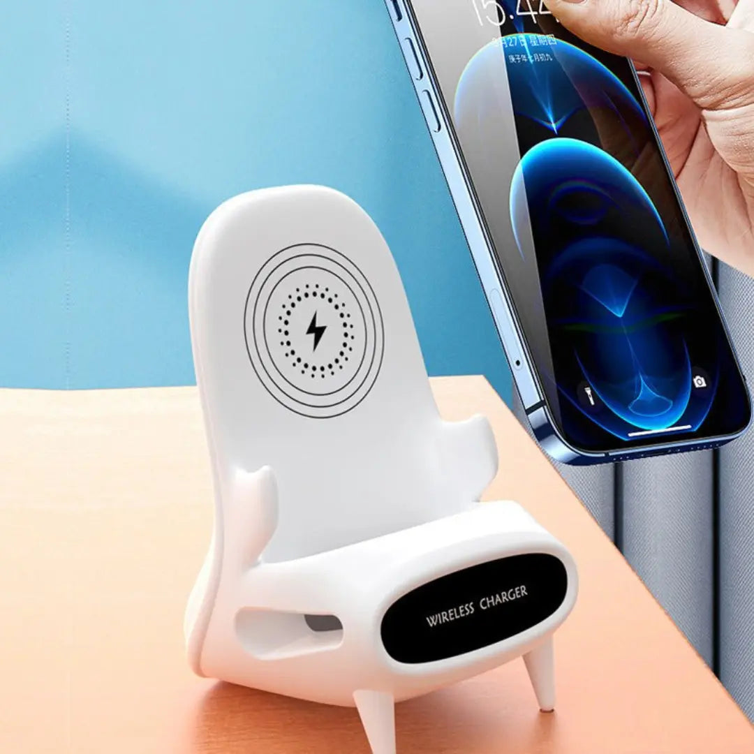 Fast wireless charging dock for iPhone and Android with modern stand design