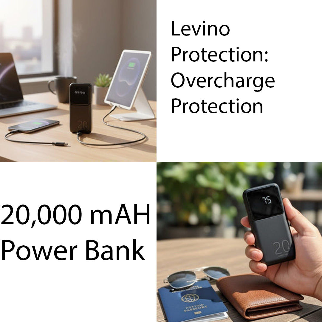 Levino 20000mAh Power Bank with LED Display Dual USB Fast Charging