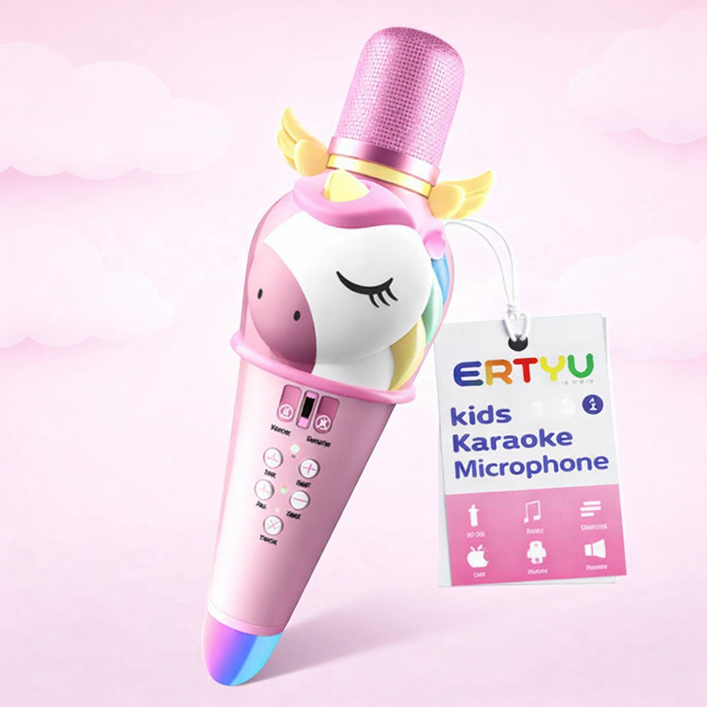 Kids Wireless Karaoke Microphone Speaker Unicorn Bluetooth Singing Mic