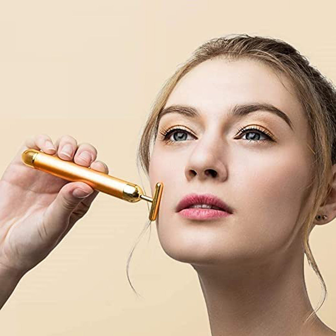 V-Shaped Electric Facial Massage Bar 24K Gold Face Lifting Massager Tool