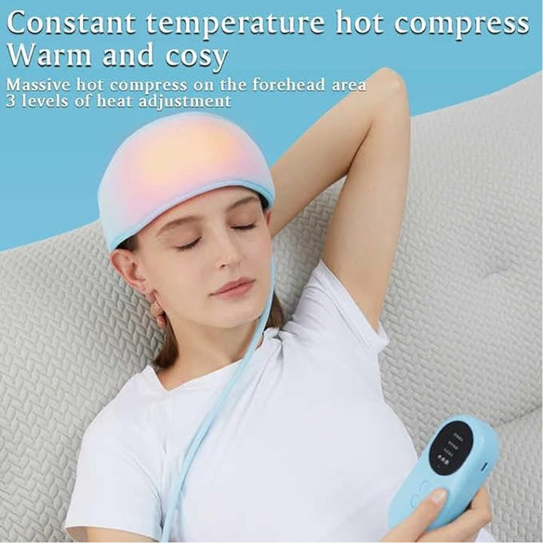Heated Airbag Head Massage Cap 6 Zone Compression Massager with Heat Therapy