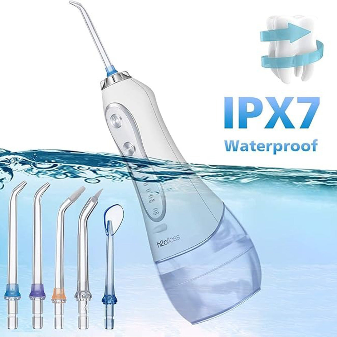 H2O Oral Irrigator Water Flosser Powerful Dental Cleaner with Adjustable Pressure & Multiple Tips