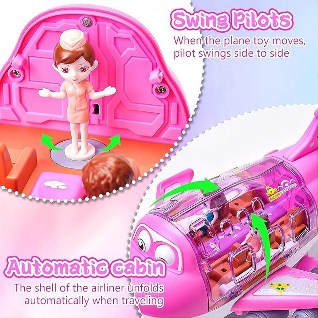 Electric Pink Plane Toy for Kids 360° Rotating Bump & Go Airplane with Lights & Sound