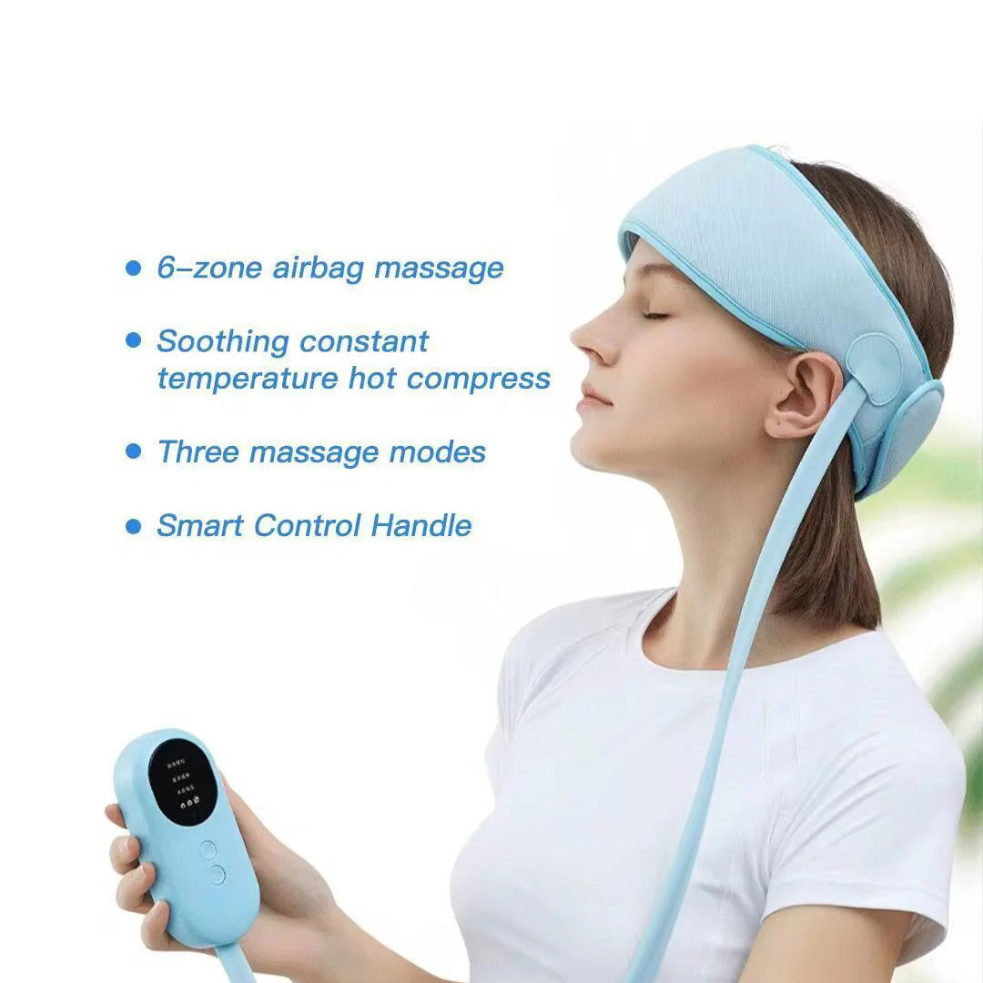 Heated Airbag Head Massage Cap 6 Zone Compression Massager with Heat Therapy