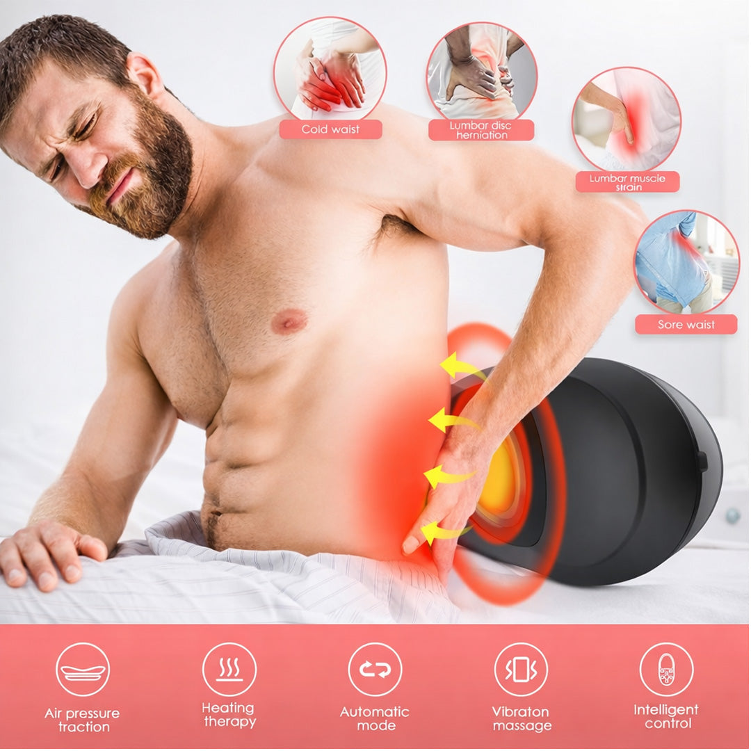 Electric Lumbar Massager Smart Back Pain Relief Machine Air Pressure & Vibration Modes