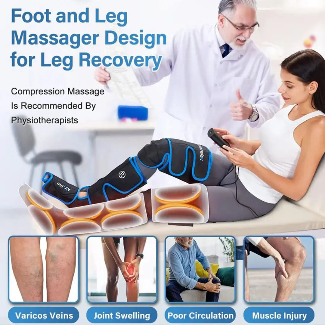 Air Compression Leg Massager for full leg circulation therapy and pain relief