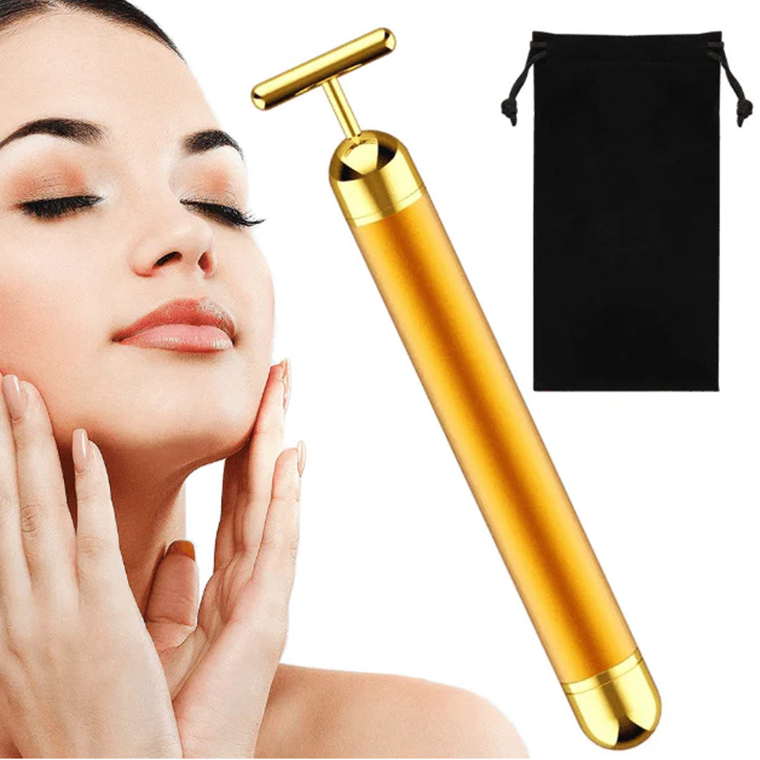 V-Shaped Electric Facial Massage Bar 24K Gold Face Lifting Massager Tool