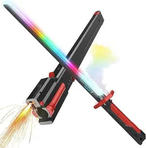 Action play toy sword with bright glowing blade and colorful light display