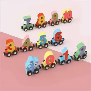 Wooden digital number train for preschool learning hand eye coordination and fun play