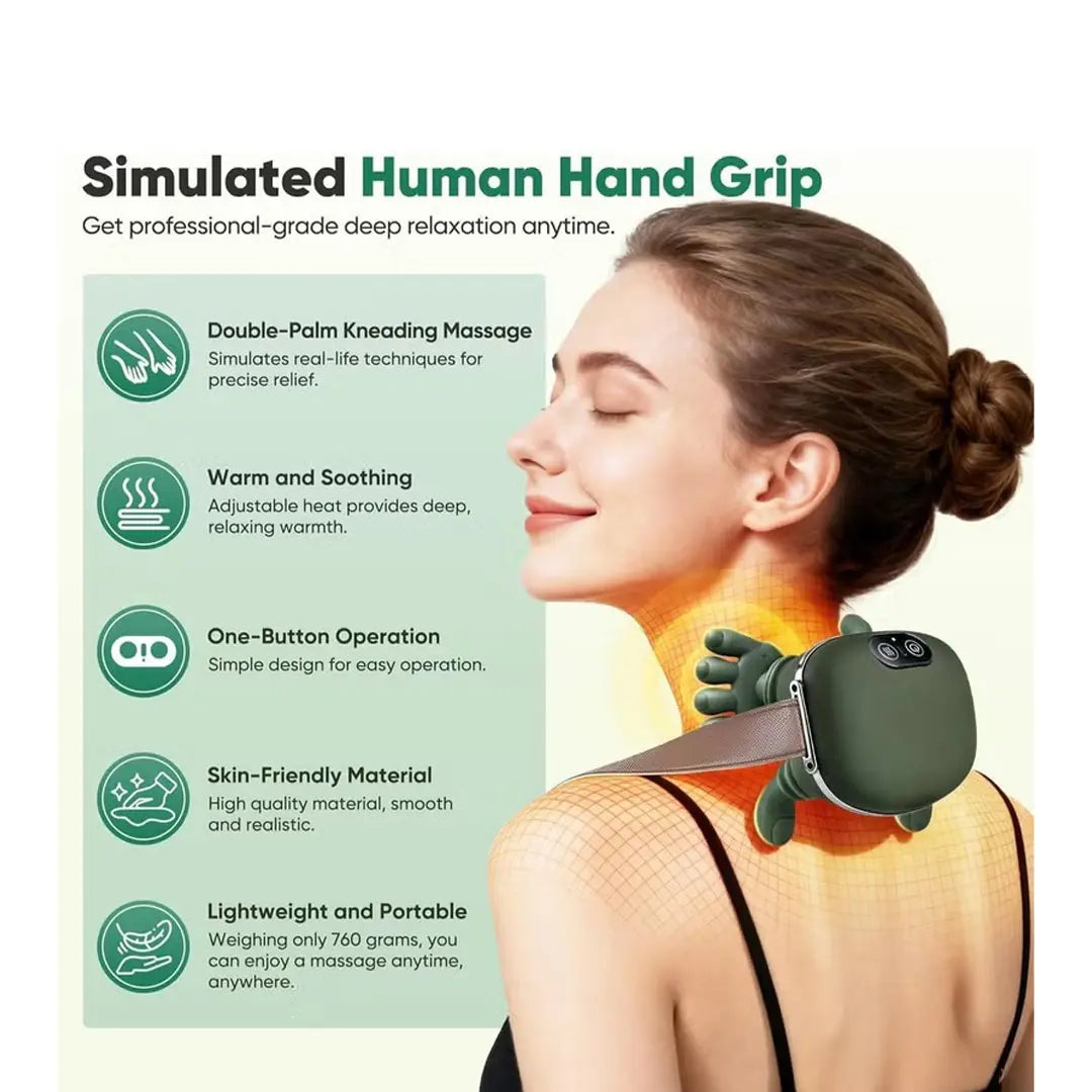 Electric kneading massager designed for daily neck comfort and relief