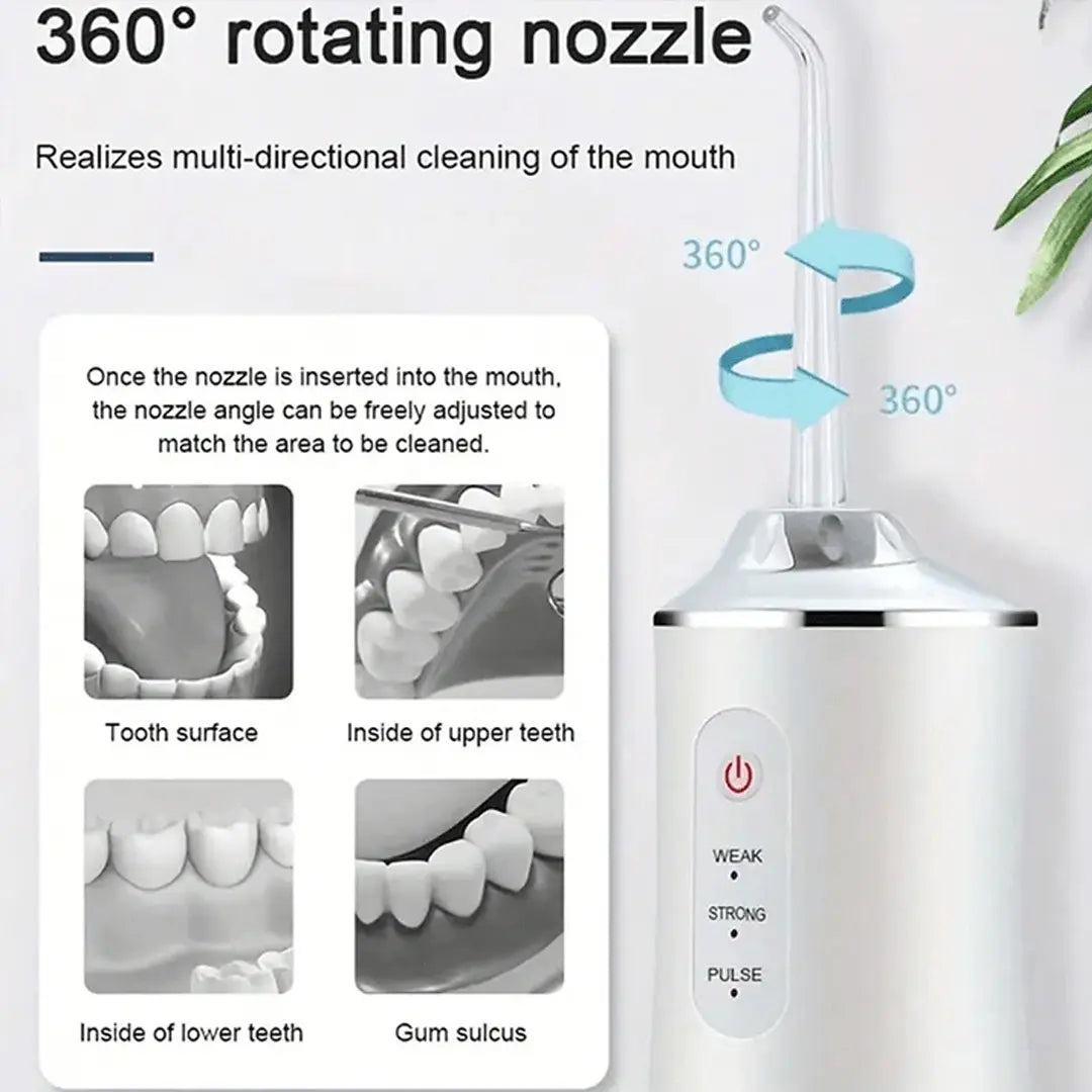 Portable oral care device designed for cleaning teeth and gum areas