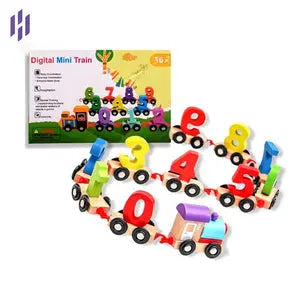 Kids wooden number train set designed for early math skills and creative play