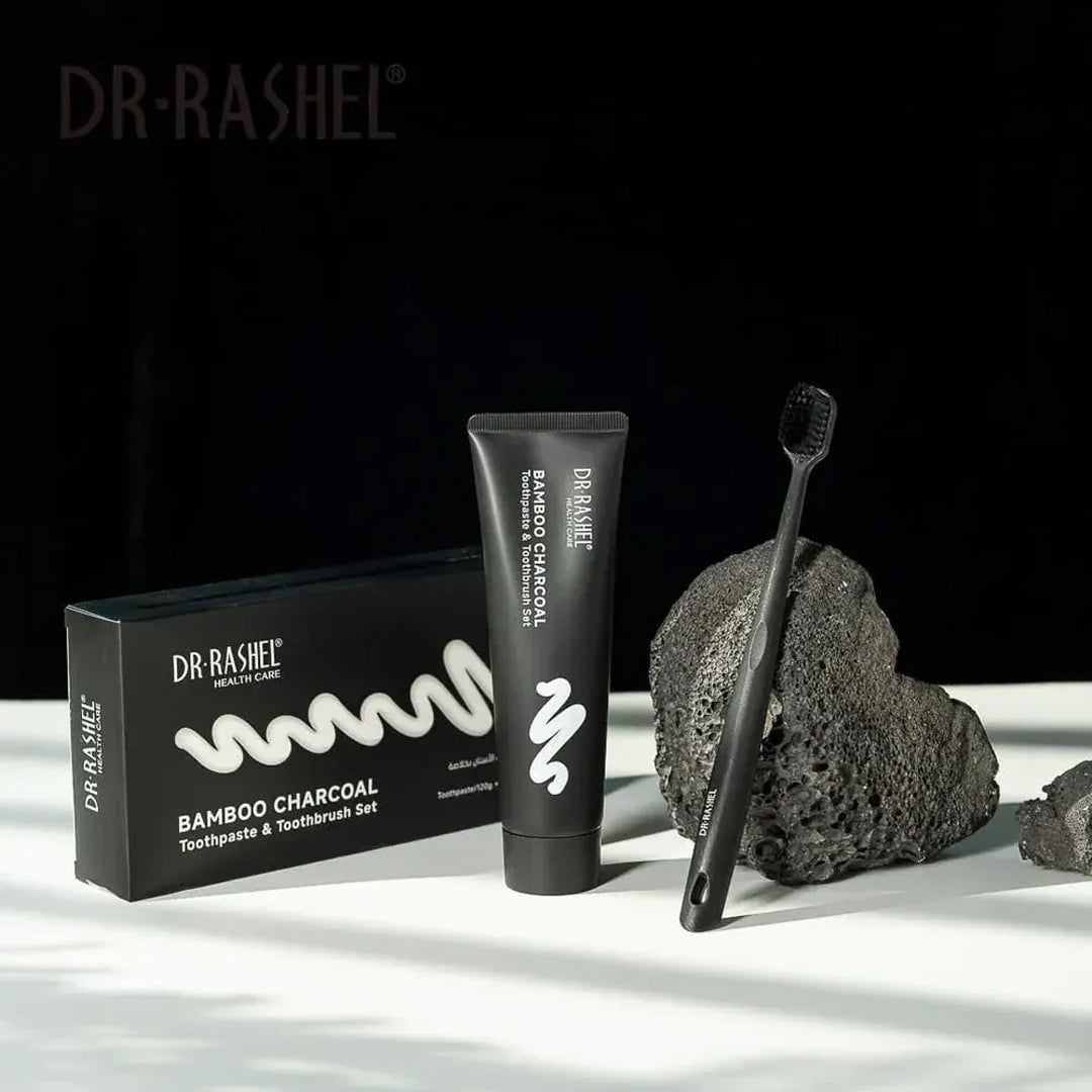 Dr. Rashel Bamboo Charcoal Toothpaste & Toothbrush Set Deep Cleaning Whitening