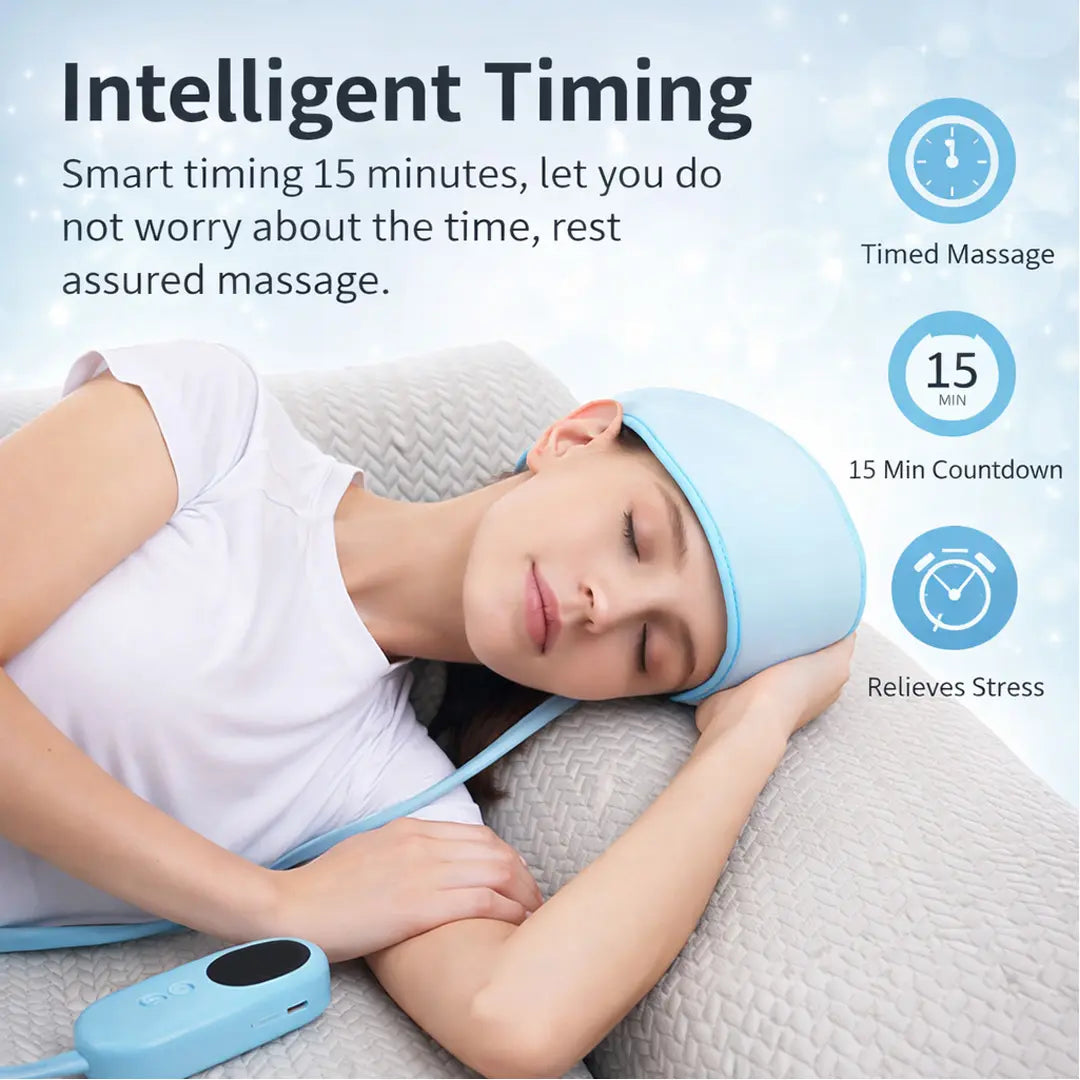 Heated airbag head massage cap with 6 zone compression therapy for relaxation