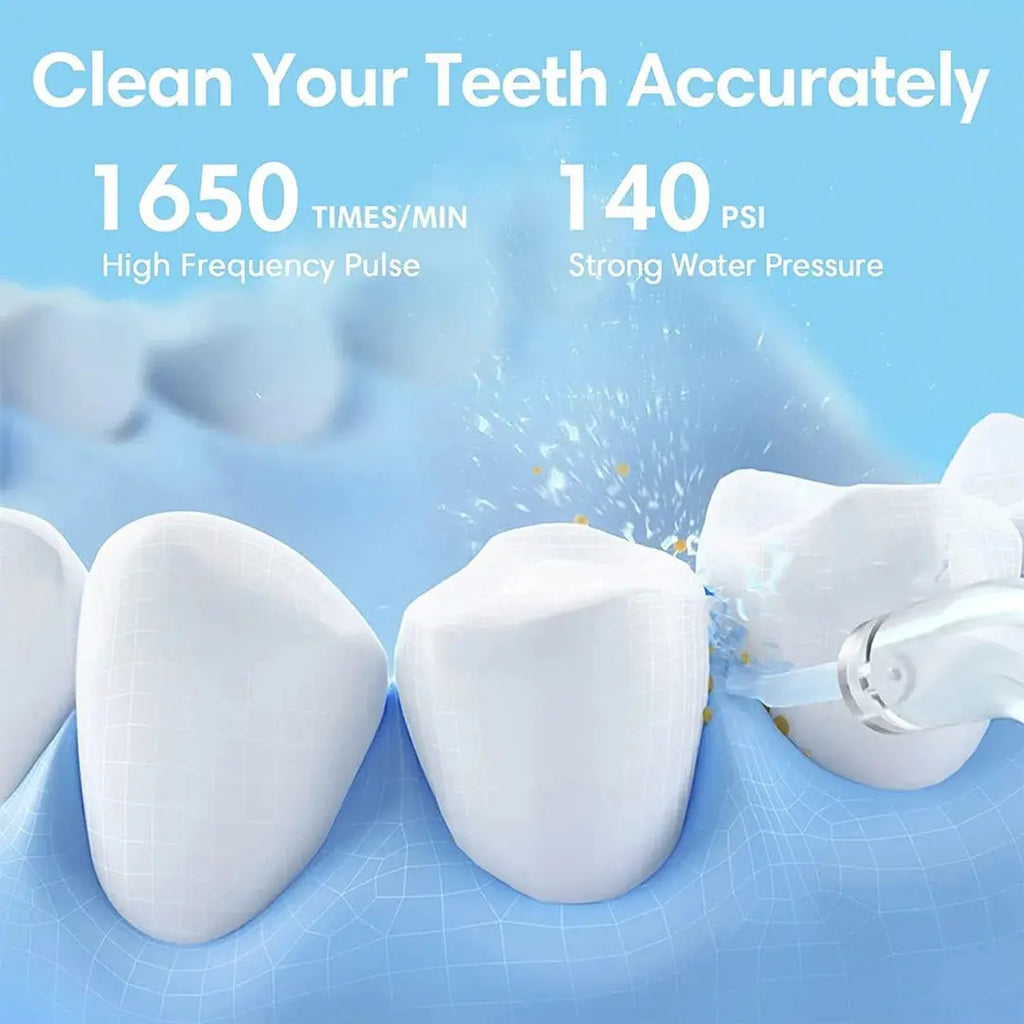 Portable dental cleaner with rotating nozzle for effective oral hygiene