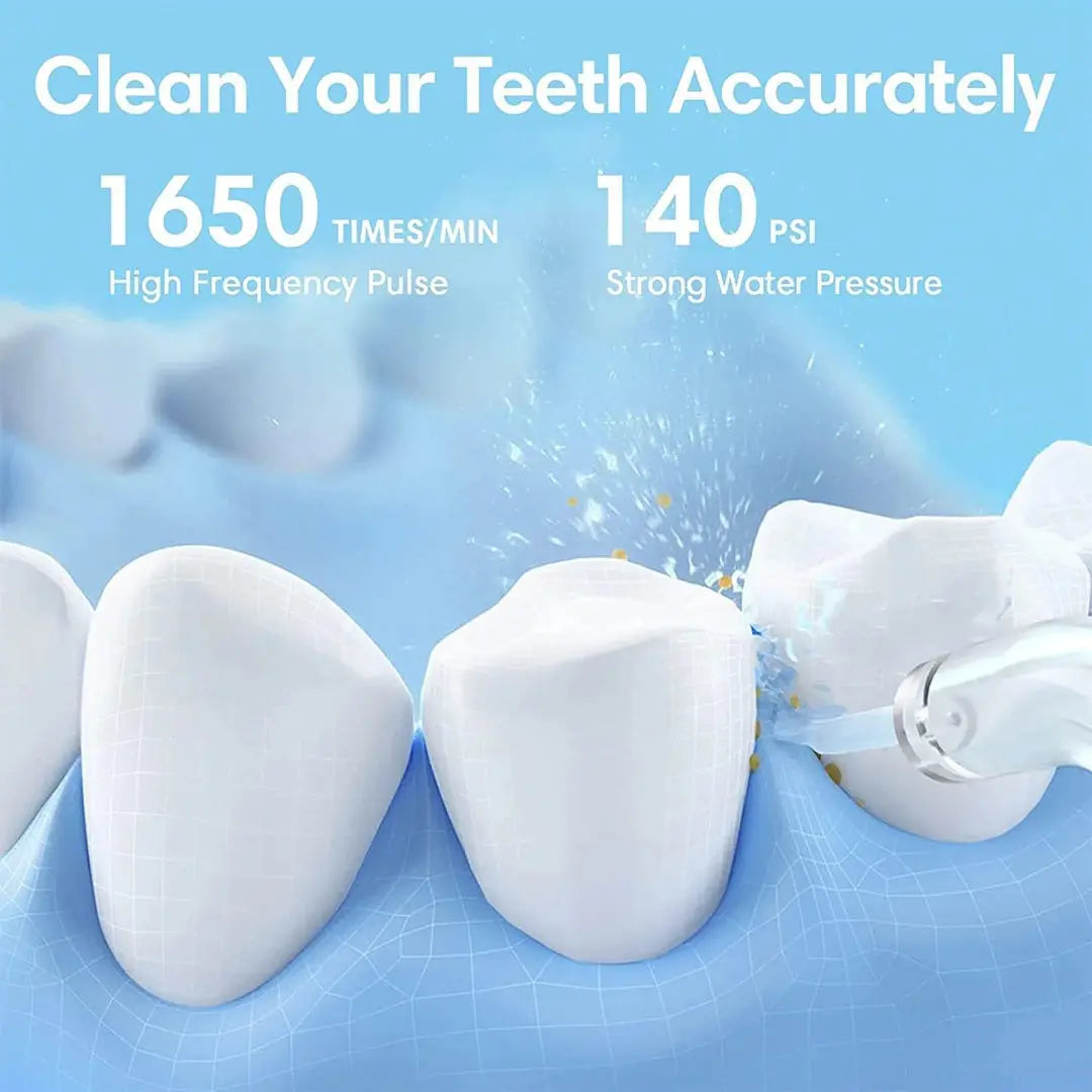 Portable dental cleaner with rotating nozzle for effective oral hygiene