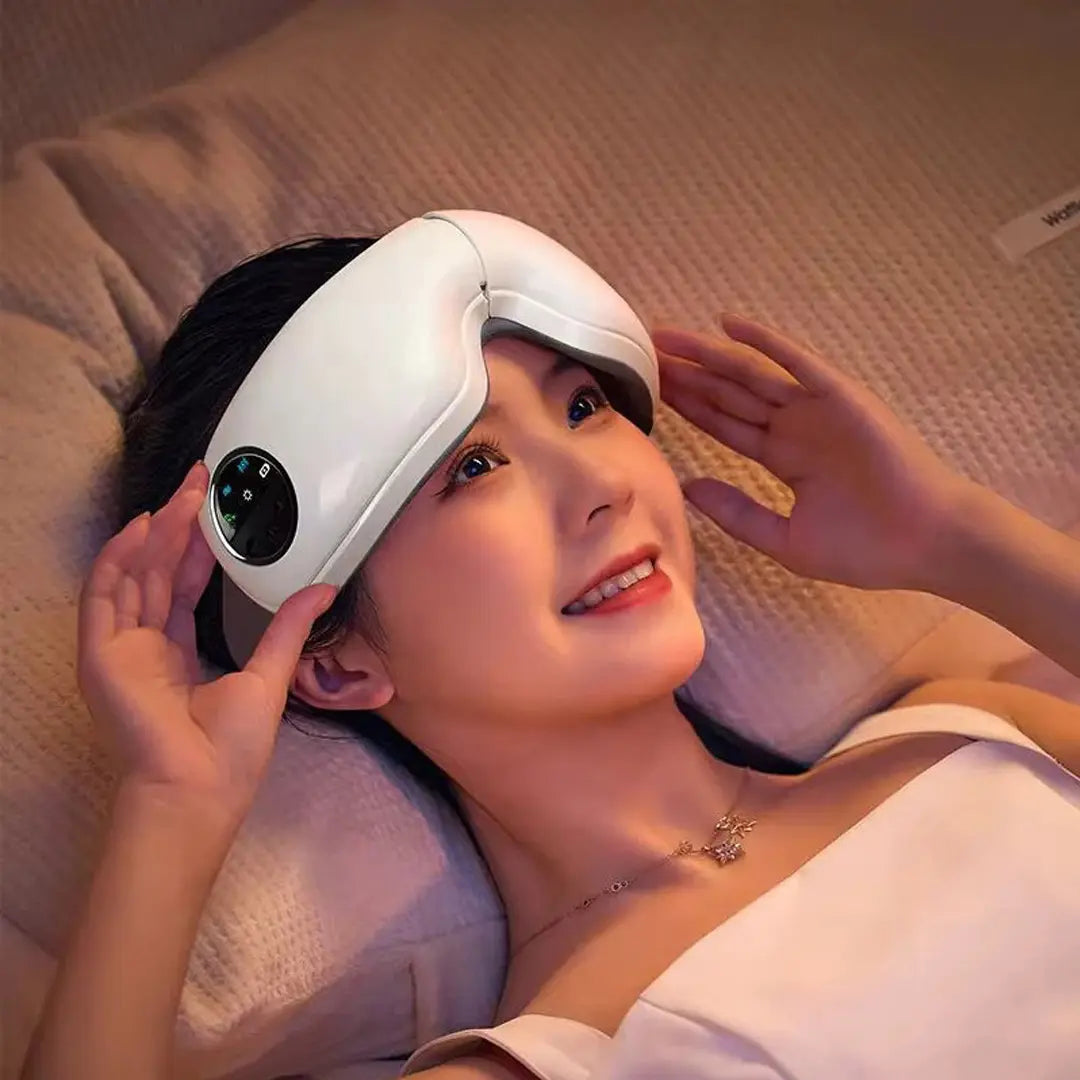 Heated eye massage machine for stress reduction and improved relaxation