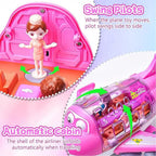 Electric pink plane toy for kids with 360 degree rotating bump and go action