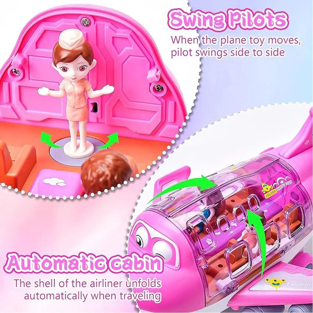 Electric pink plane toy for kids with 360 degree rotating bump and go action