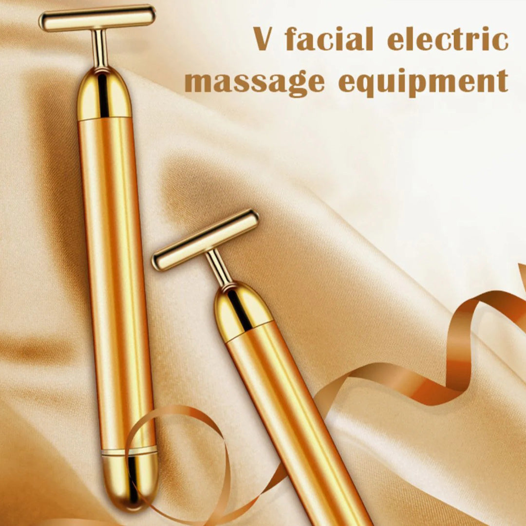 V-Shaped Electric Facial Massage Bar 24K Gold Face Lifting Massager Tool