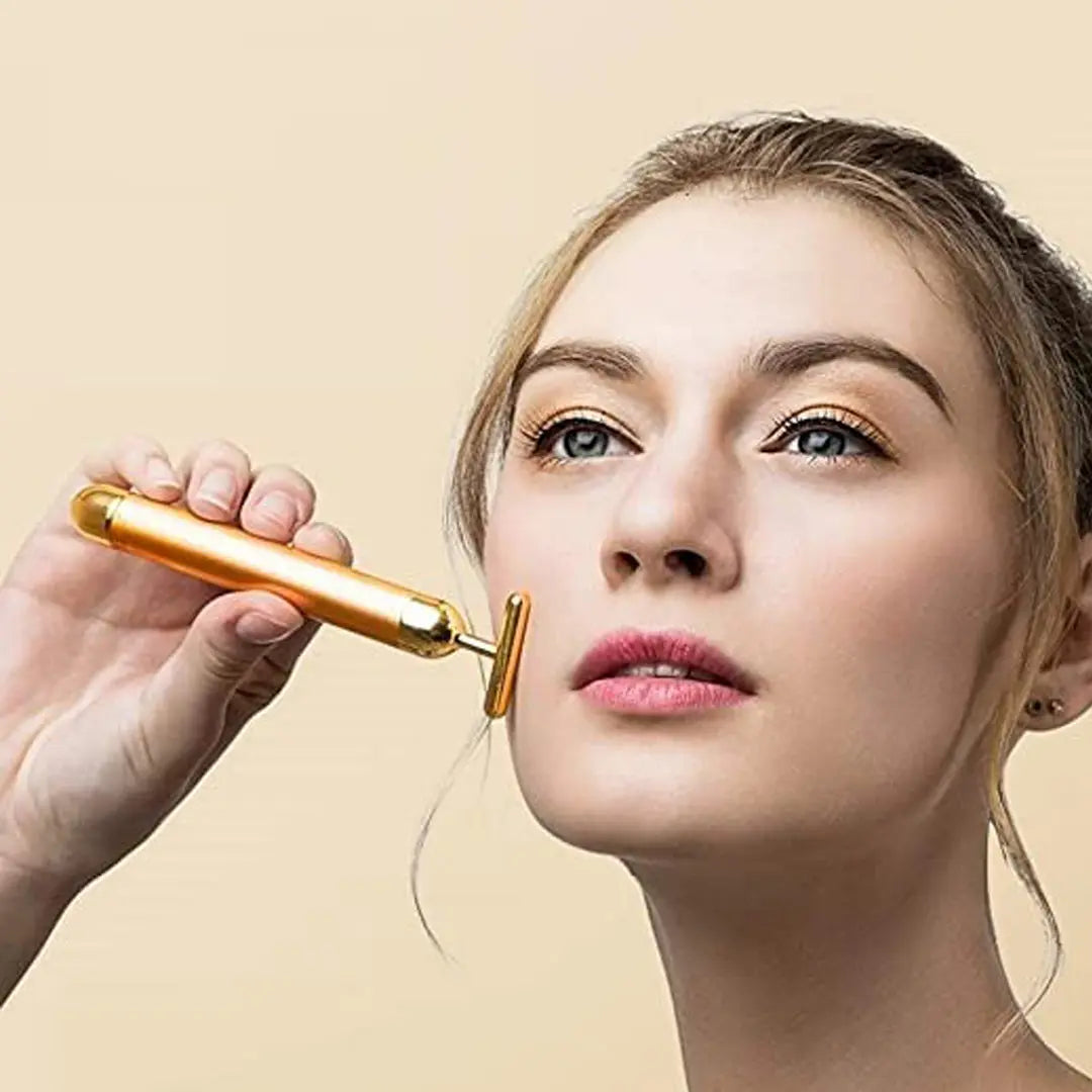 24K Gold face lifting massager tool for glowing youthful skin care