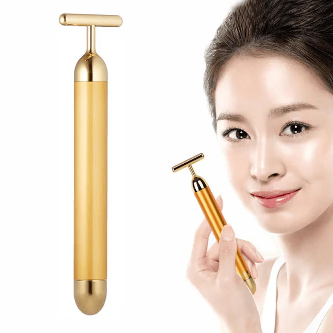 V-Shaped Electric Facial Massage Bar 24K Gold Face Lifting Massager Tool