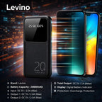 Levino 20000mAh power bank with LED display and dual USB fast charging