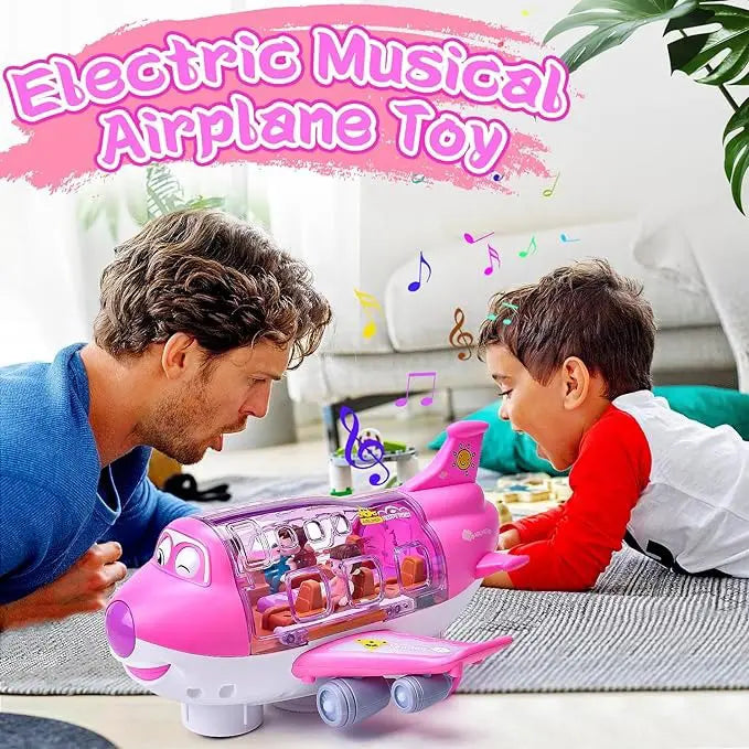 Bump and go electric plane with bright lights and exciting music features