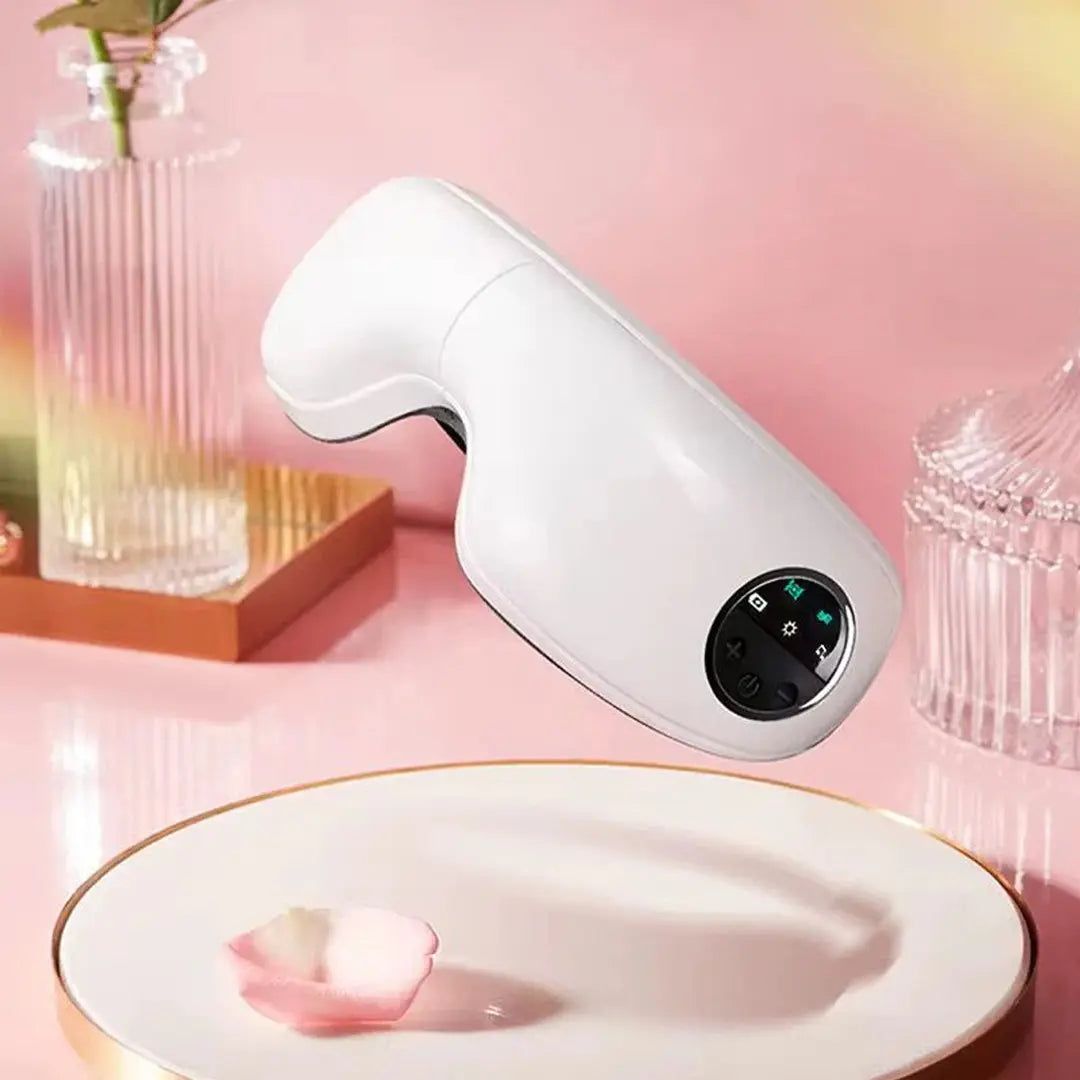 Wireless eye therapy device with warmth and comfort massage support