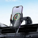 HOCO 15W Qi wireless car phone mount with secure grip and adjustable viewing angle