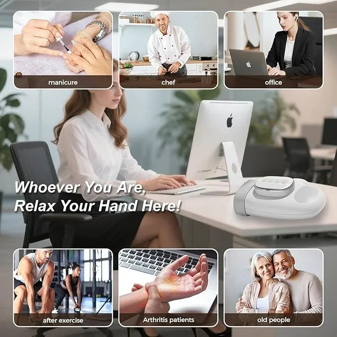 Rechargeable hand massager with hot compress function and adjustable massage modes