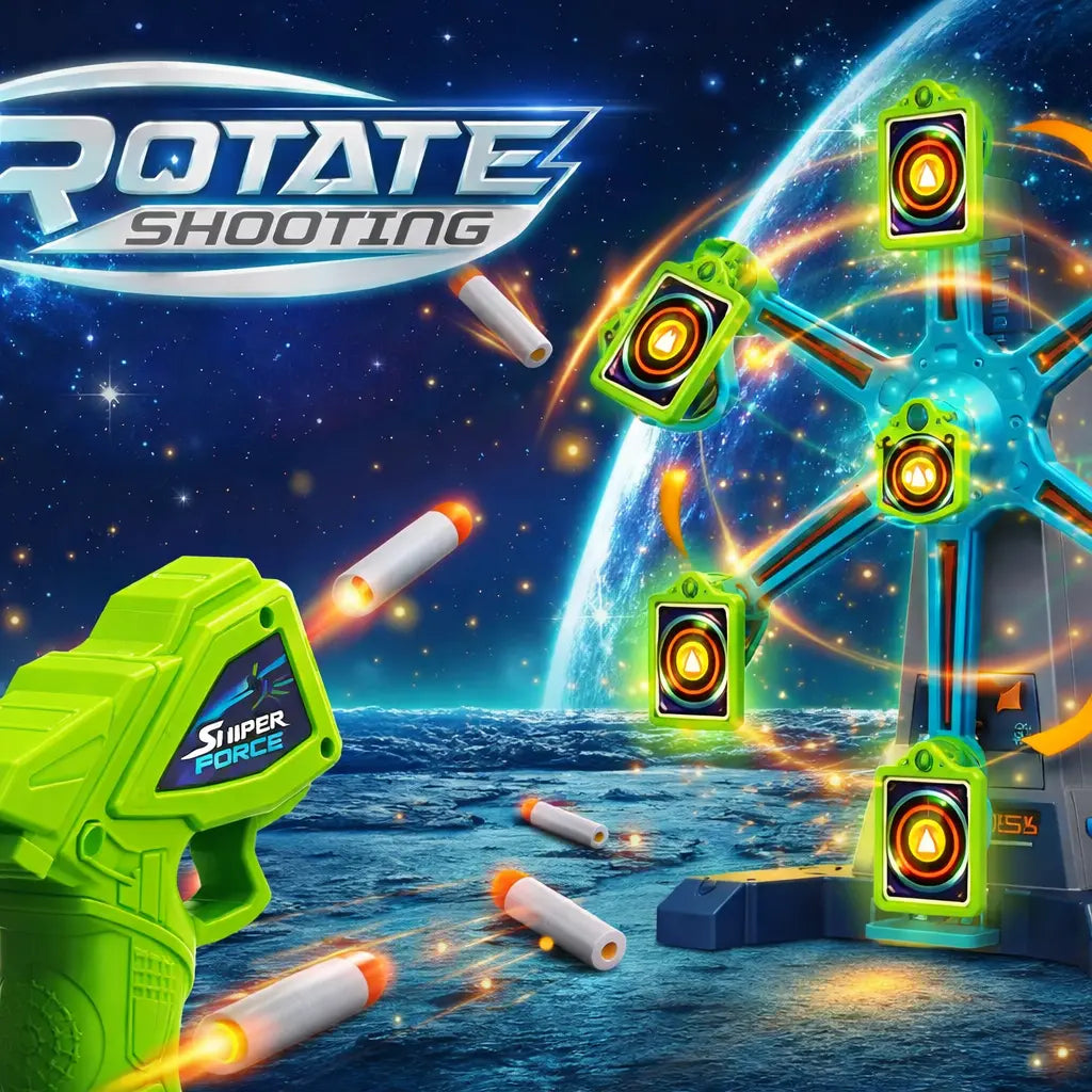 Rotate shooting target game for kids with electric moving target and foam darts