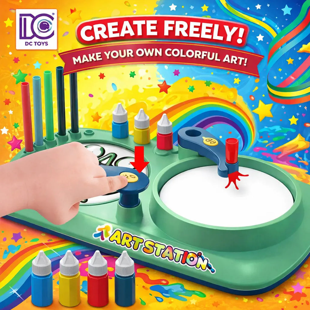Kids Spiral and Spin Art Drawing Board 2 in 1 creative toy for colorful pattern designs