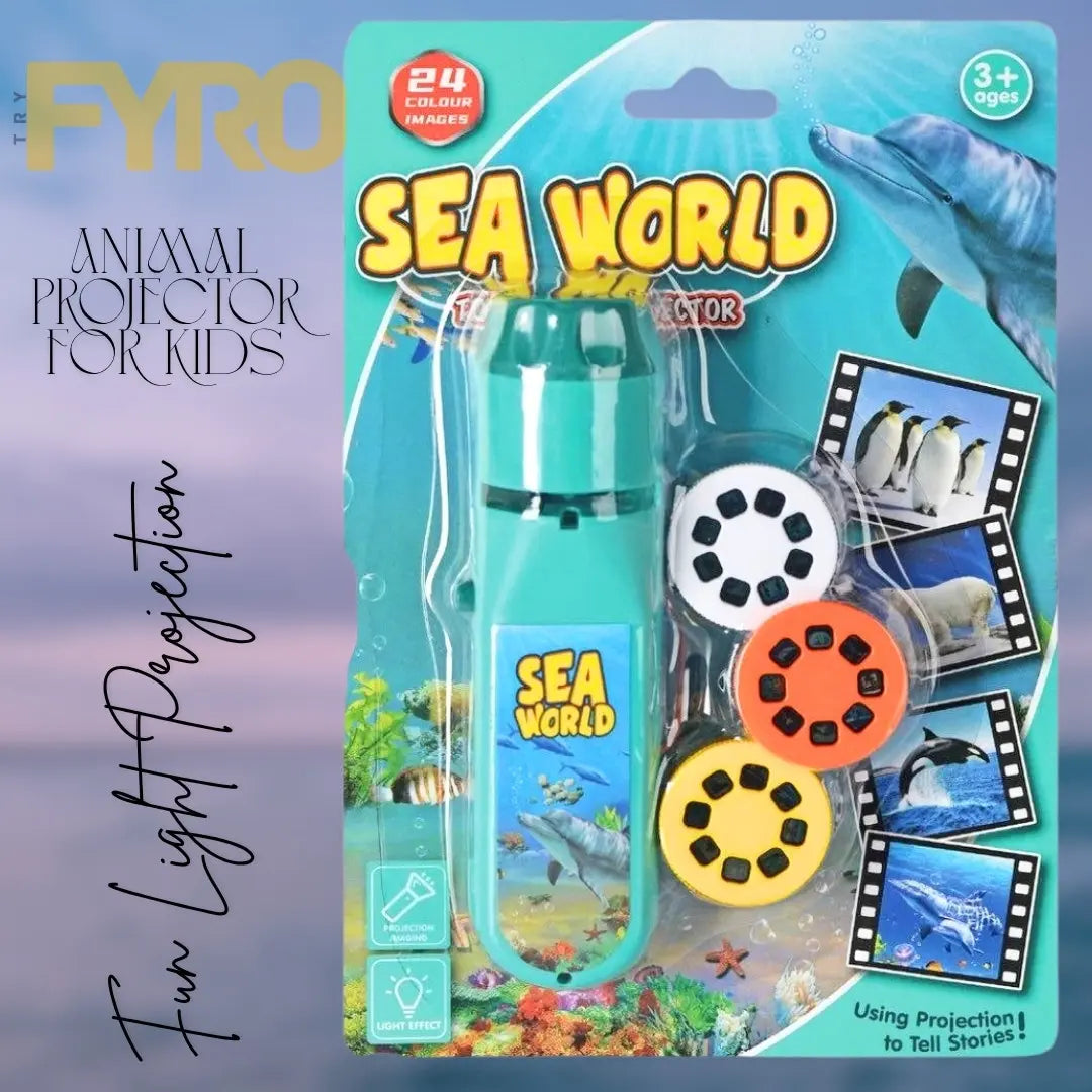 Animal projector for kids with rotating night light and colorful animal slides