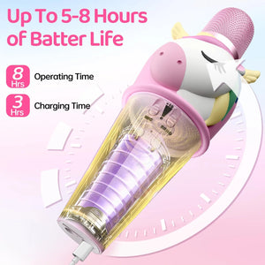 Kids Wireless Karaoke Microphone Speaker Unicorn Bluetooth Singing Mic