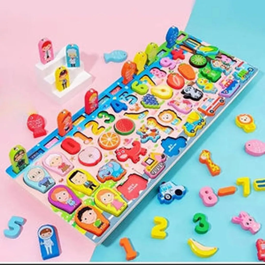 Kids matching board set with traffic themed activities for skill development