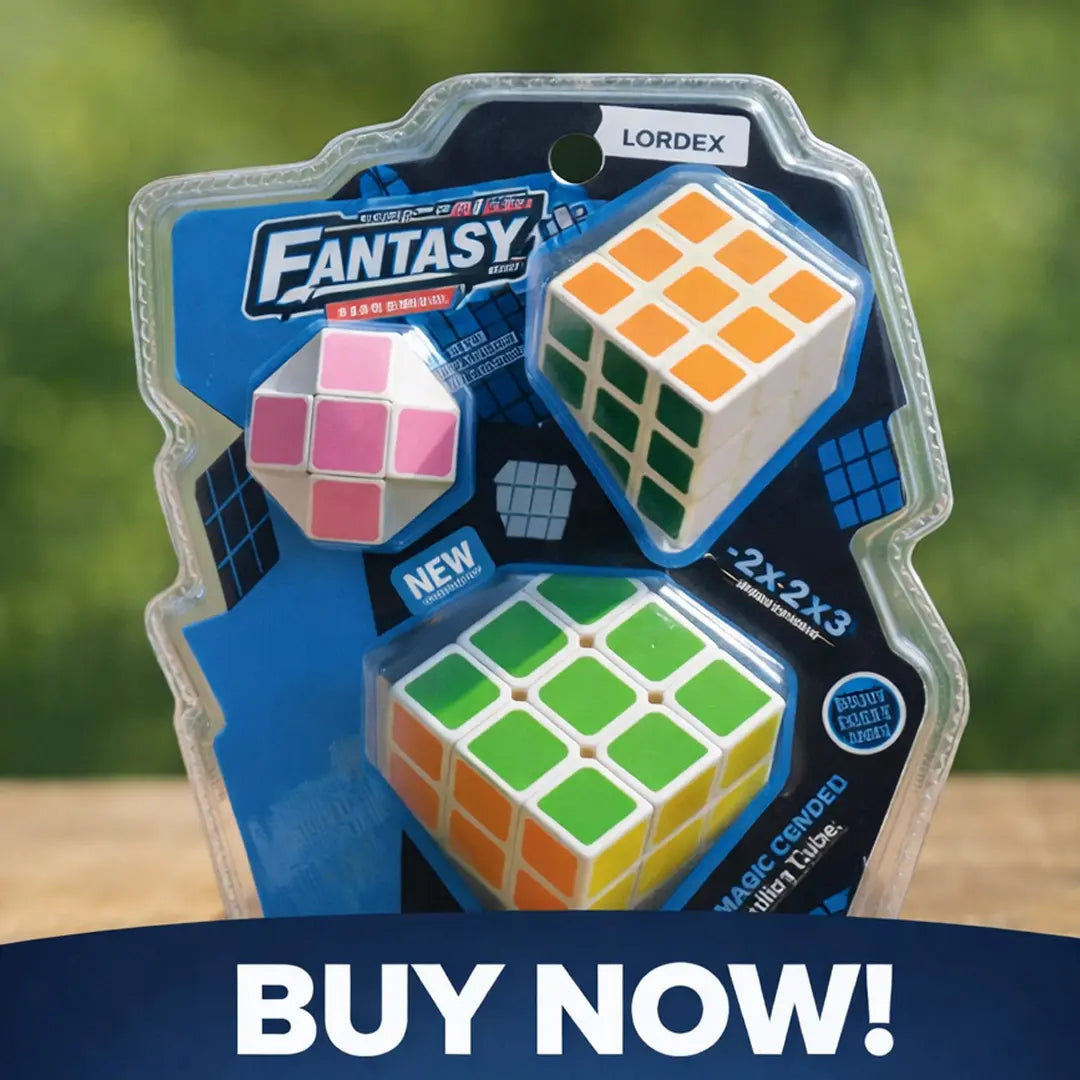 LORDEX Fantasy Cube Set 3 in 1 brain puzzle pack for fun learning challenges
