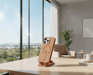 Luxury Leather MagSafe Case for iPhone Magnetic Cover with 360° Ring