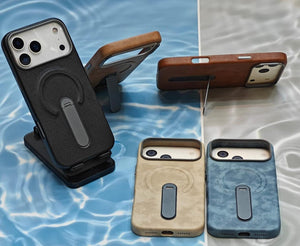 Luxury Leather MagSafe Case for iPhone Magnetic Cover with 360° Ring