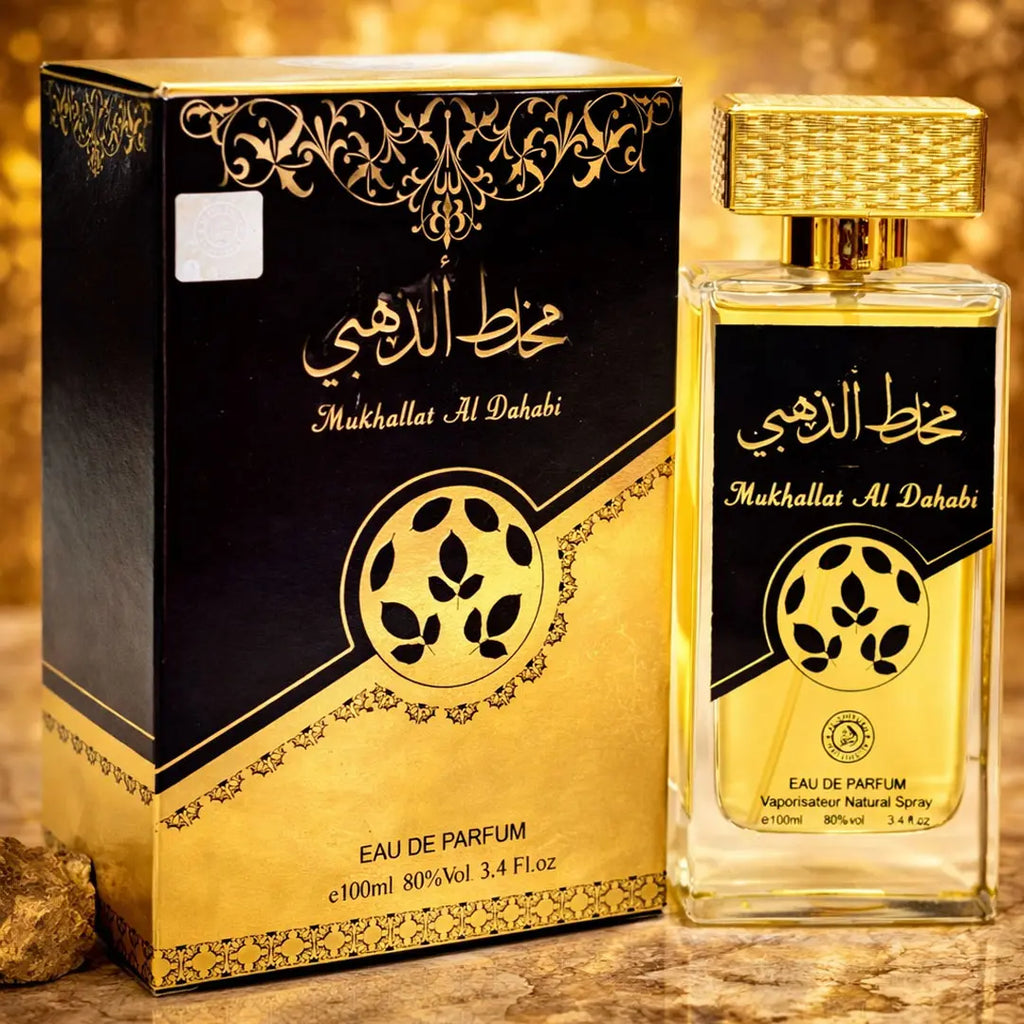 Mukhallat Al Dahabi perfume 100ml with long lasting oriental unisex fragrance