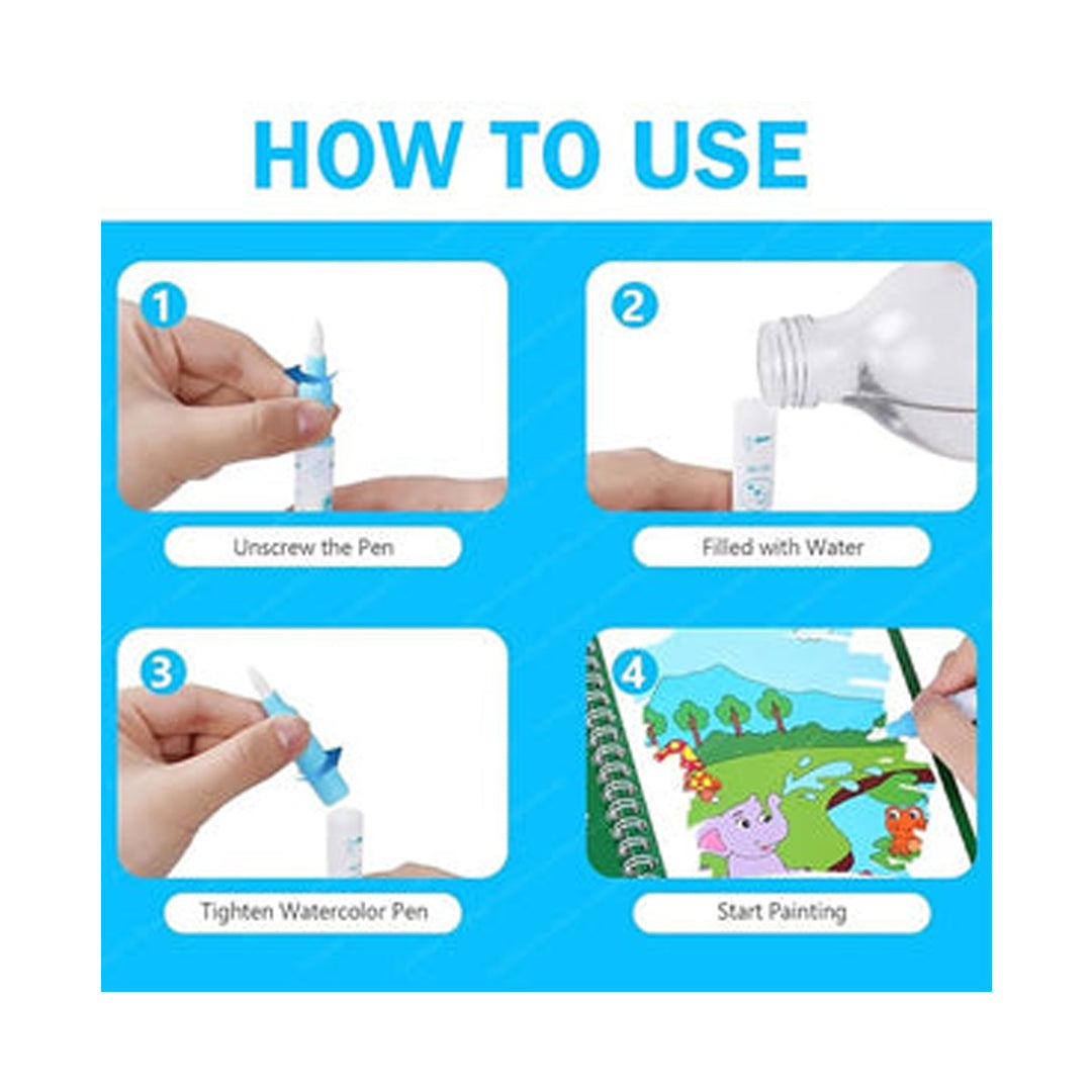 Reusable Magic Water Coloring Book for Kids – Mess-Free Drawing & Learning Activity Set