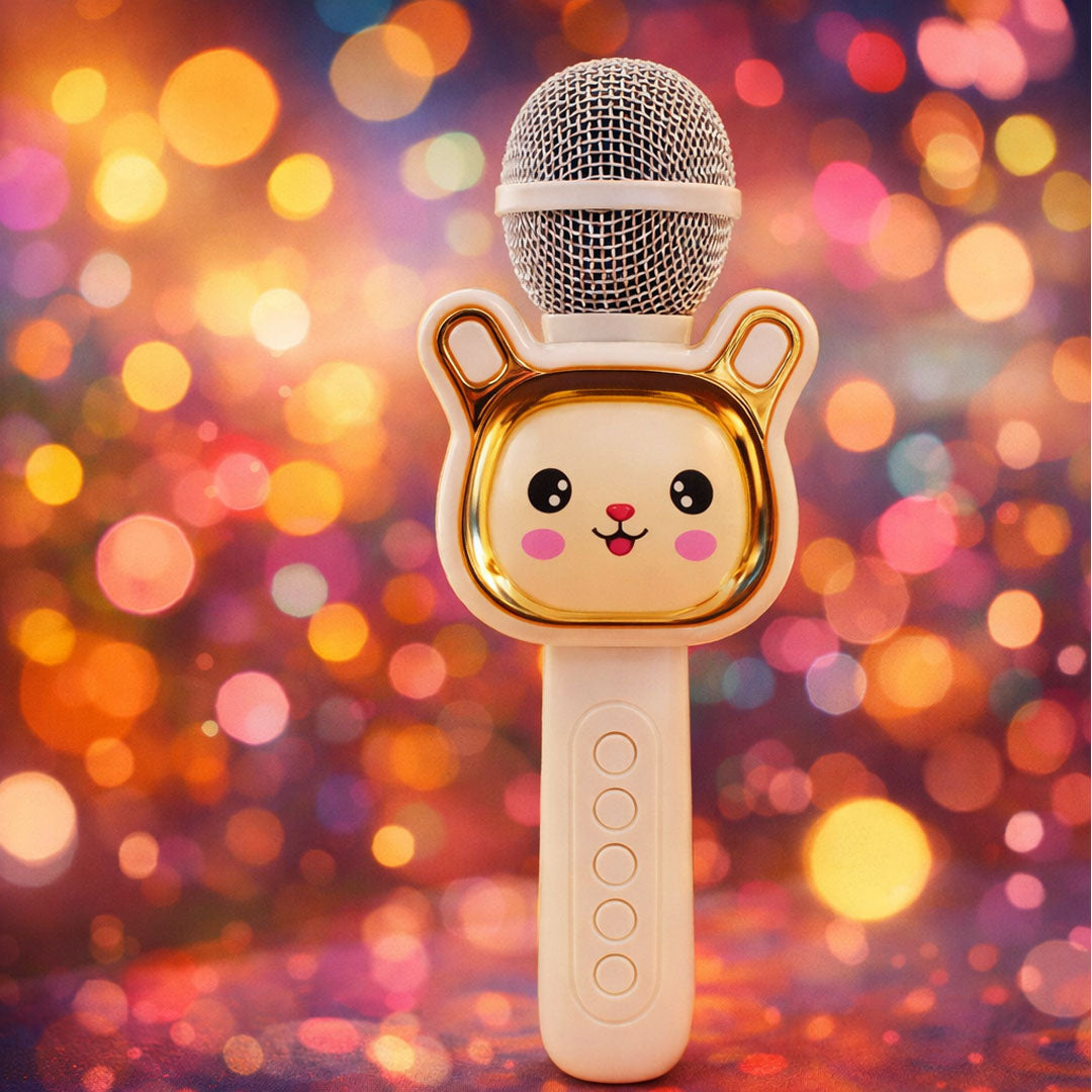 Cute Cartoon Wireless Karaoke Microphone Kids Singing Mic with Built-in Speaker