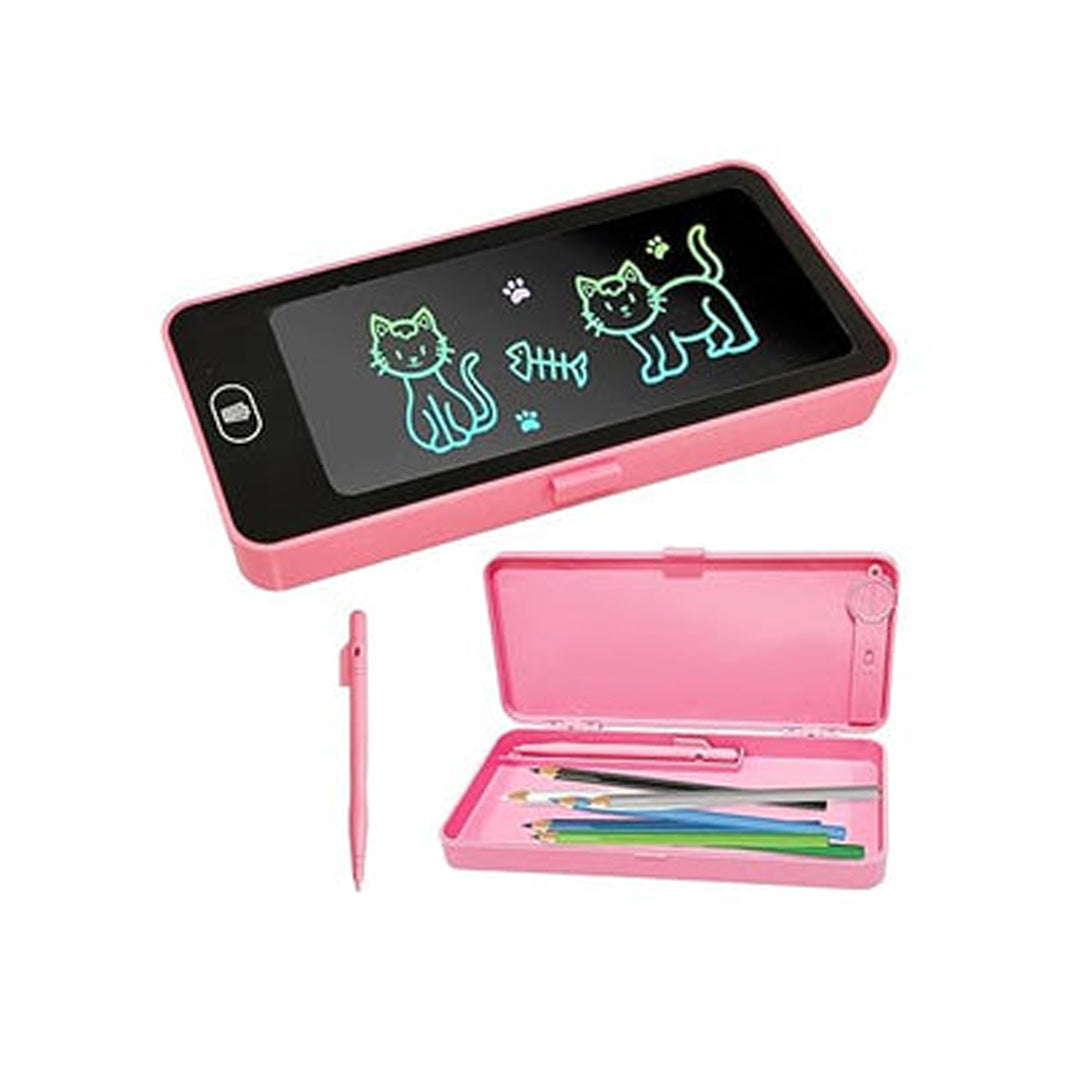 2-in-1 LCD Writing Tablet Pencil Case for Kids Digital Drawing Pad with Storage Box