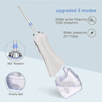 Rechargeable water flosser device for complete teeth cleaning routine