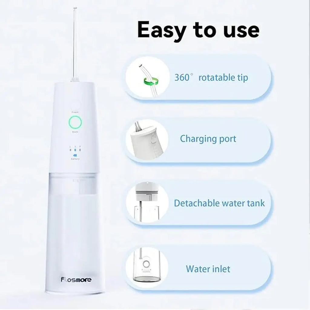 Rechargeable water flosser for cleaning teeth and hard to reach areas