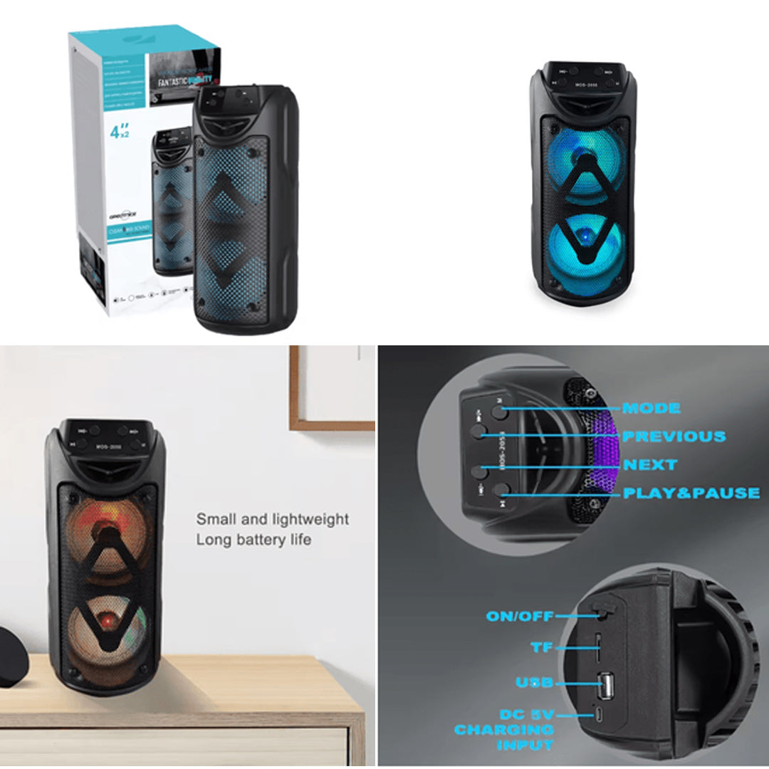 Wireless Bluetooth Speaker with RGB Lights and FM, USB, TF Card Support