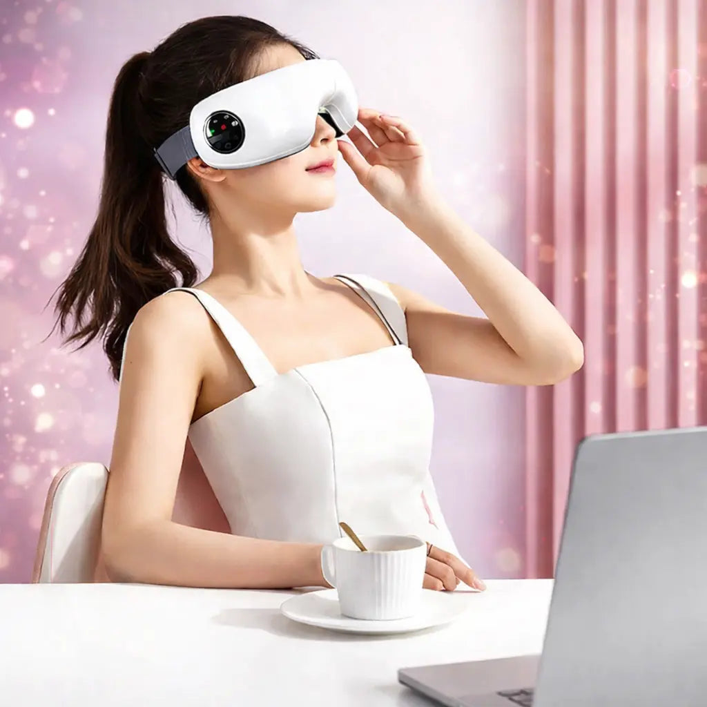 Smart eye care device designed for soothing heat and relaxing massage therapy