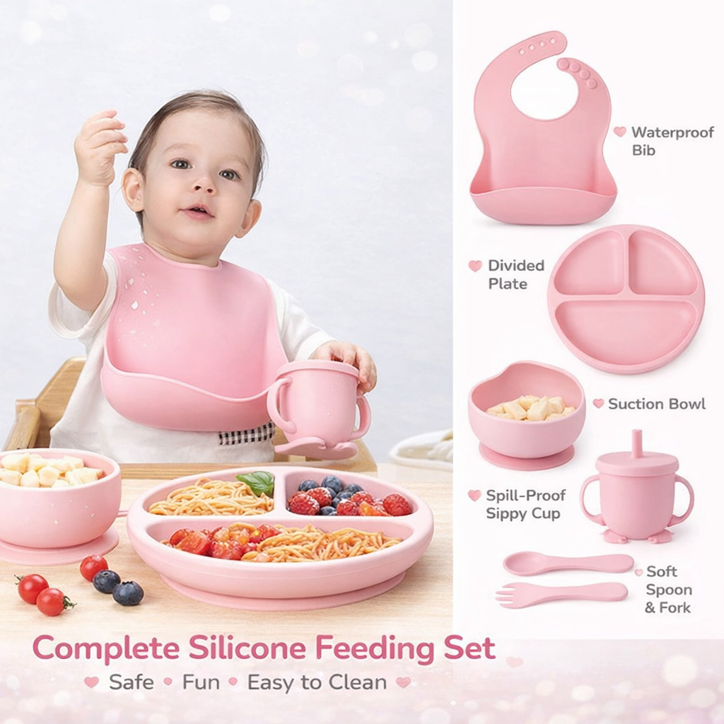 Silicone Baby Cutlery Set 7PCS BPA-Free Toddler Feeding Set