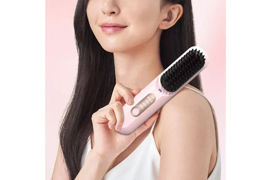 SmoothGlow hair straightening comb with portable design and easy styling features
