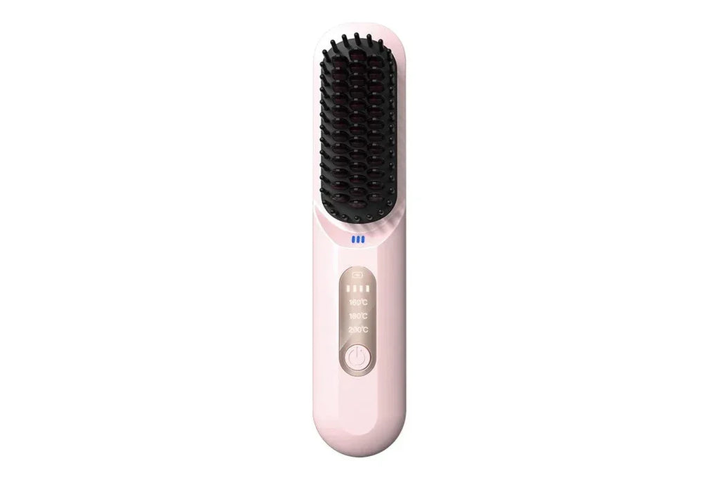 Hair straightening comb with adjustable temperature settings and anti frizz performance